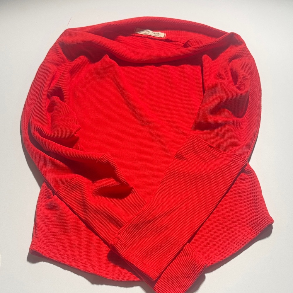 We The Free Vibrant Red Off-the-Shoulder Sweater